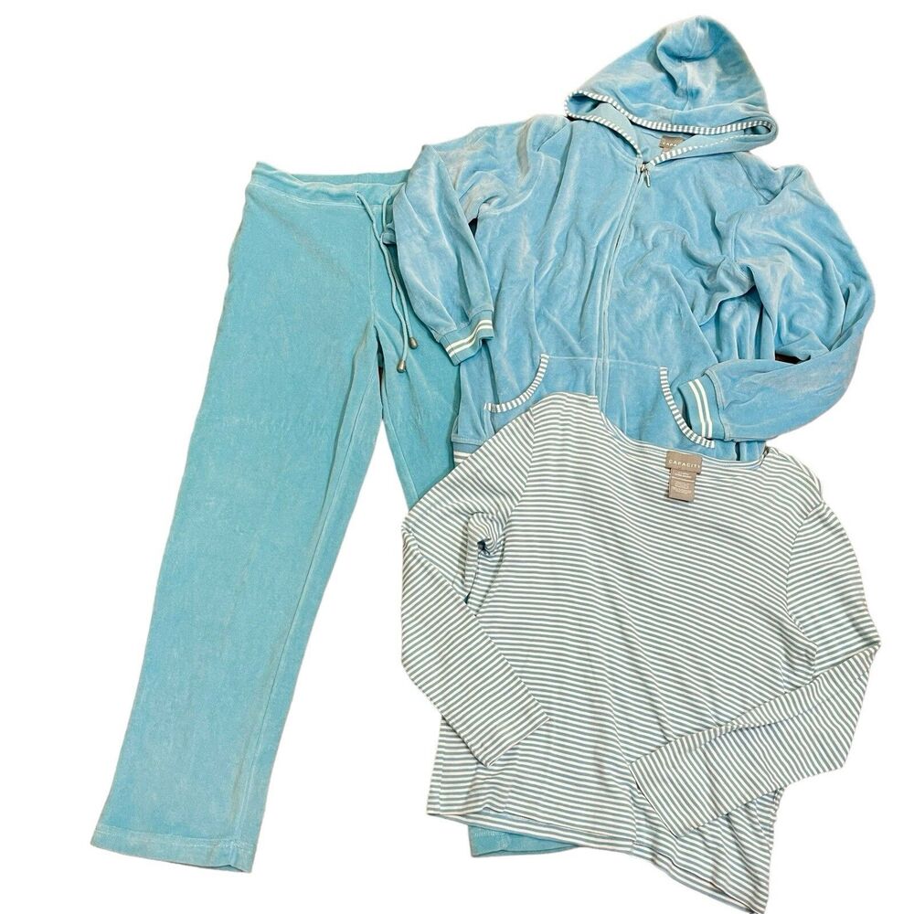 Vintage Capacity Velour Track Suit Size Large Sweatshirt Hoodie Pants Top 3pc